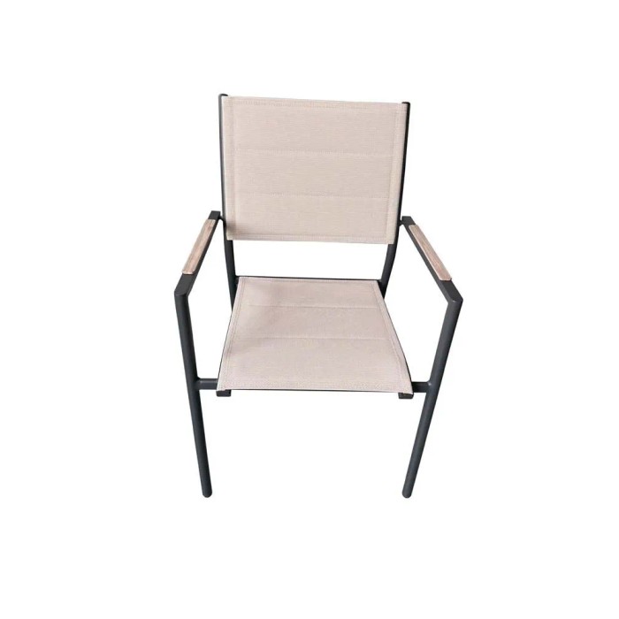 Sedia da giardino con braccioli in alluminio Lillà beige 6 pz