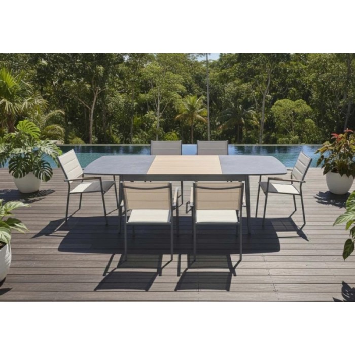 Sedia da giardino con braccioli in alluminio Lillà beige 6 pz