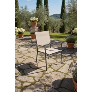Sedia da giardino con braccioli in alluminio Lillà beige 6 pz