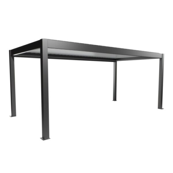 Pergola Biohort 6x3 m grigio scuro e bianco, copertura moderna per terrazzi con lamelle.