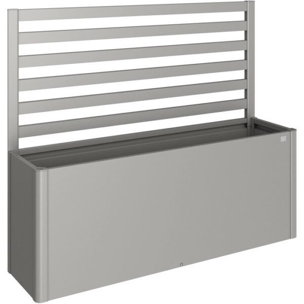 Grigliato Biohort, grigio quarzo metallizzato, per aiuola rialzata. Supporto per piante in metallo.