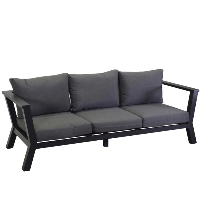 Divano da esterno 3 posti Riverton in alluminio antracite 193x78x84 cm
