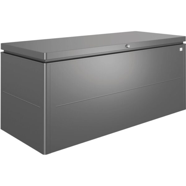 Biohort LoungeBox 200, grigio scuro metallizzato, ideale per riporre articoli da giardino e cuscini.