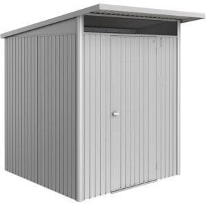 Casetta da giardino in metallo Biohort AvantGarde ECO Gr. A1, argento metallizzato con porta standard.