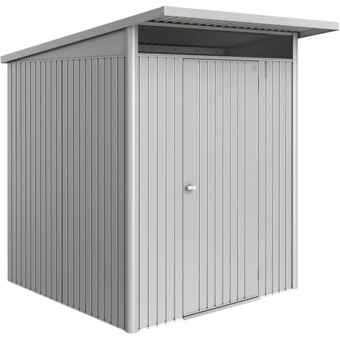 Casetta da giardino in metallo Biohort AvantGarde ECO Gr. A1, argento metallizzato con porta standard.