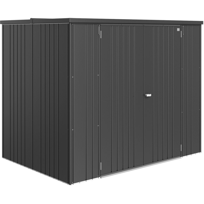 Armadio da giardino Biohort Large, grigio scuro metallizzato, ideale per riporre gli attrezzi.