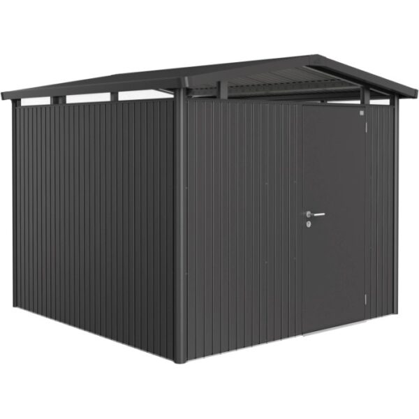 Casetta da giardino in metallo Biohort Panorama, grigio scuro, 6,6 m² con porta. Casetta per giardino.