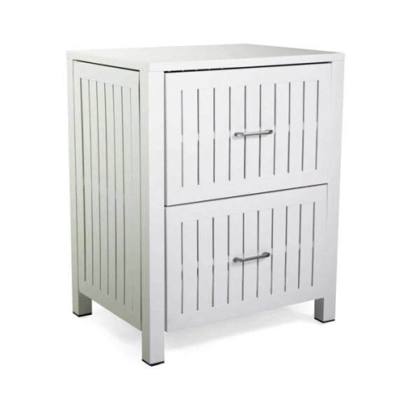Mobile da esterno in alluminio 2 cassetti bianco 70x54,5x90 cm