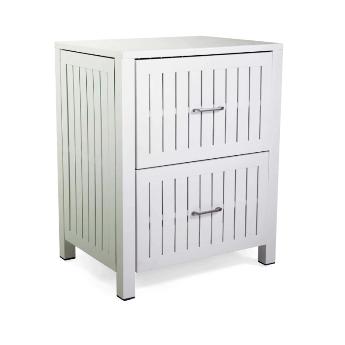 Mobile da esterno in alluminio 2 cassetti bianco 70x54,5x90 cm