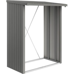 Biohort WoodStock 150 legnaia in Grigio quarzo, lamiera d'acciaio, 199x157x102 cm.