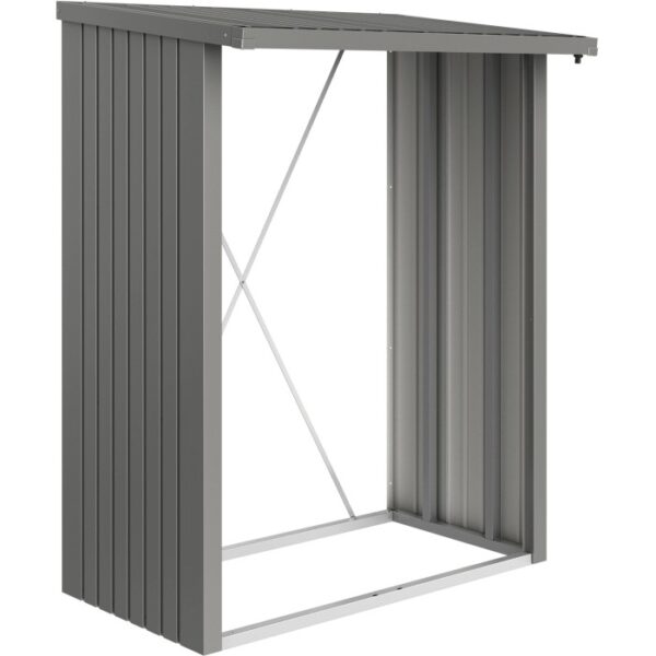 Biohort WoodStock 150 legnaia in Grigio quarzo, lamiera d'acciaio, 199x157x102 cm.