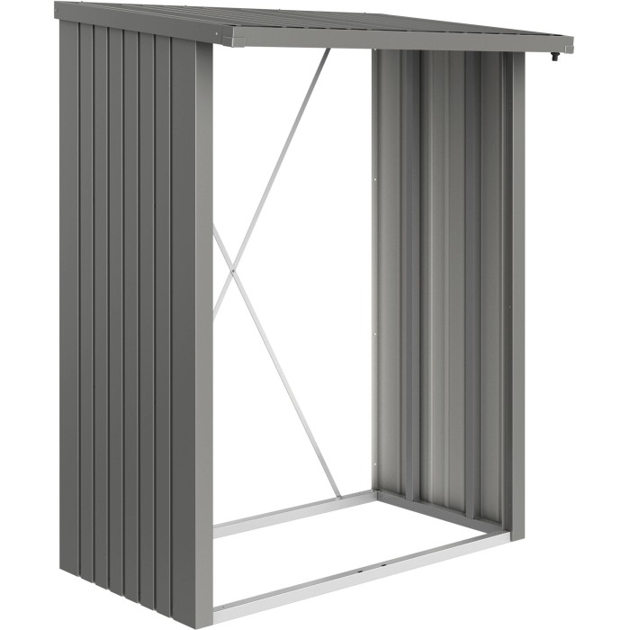Biohort WoodStock 150 legnaia in Grigio quarzo, lamiera d'acciaio, 199x157x102 cm.