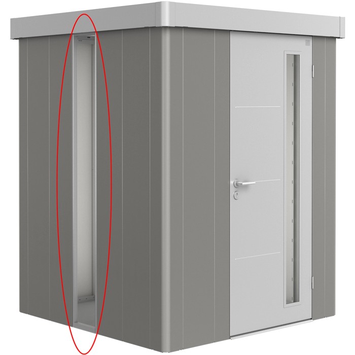 Pannello luce Biohort quarzo grigio-metallizzato per casetta Neo, installazione laterale.