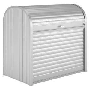 Biohort StoreMax 120 box da giardino in argento metallizzato con serranda e serratura a cilindro.