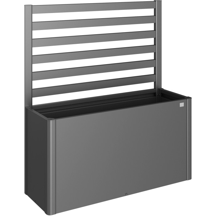 Grigliato Biohort grigio scuro metallizzato per piante da aiuola rialzata.