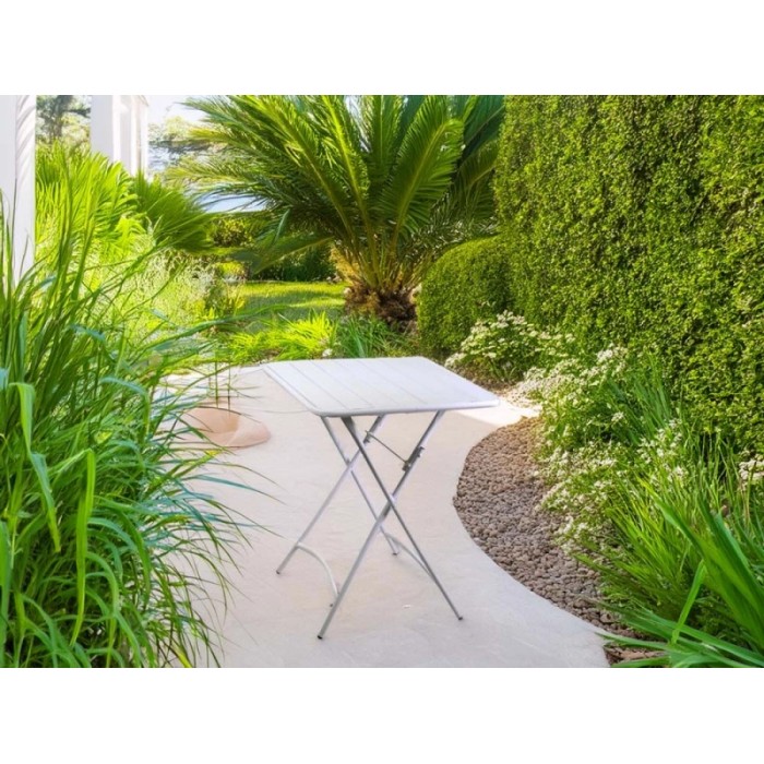 Tavolo pieghevole da giardino Rovigo bianco 80x80x72 cm