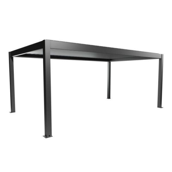 Pergola Biohort, 6x3,5 m, grigio scuro metallizzato, copertura per patio a lamelle.
