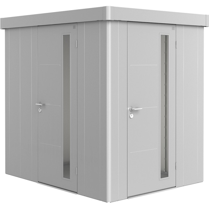 Porta aggiuntiva Biohort per casetta Neo, argento metallizzato, con maniglia e cilindro.