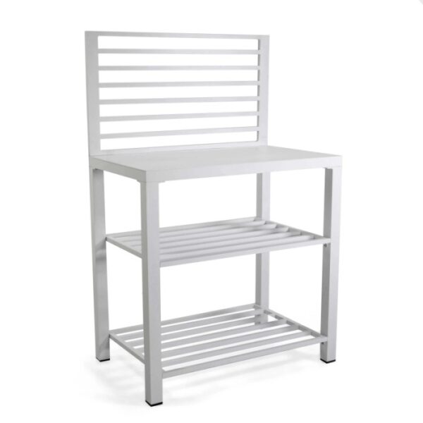 Mobile da esterno 2 ripiani in alluminio bianco 90x56x141 cm