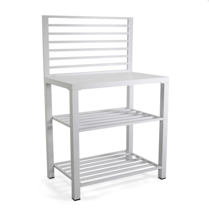 Mobile da esterno 2 ripiani in alluminio bianco 90x56x141 cm