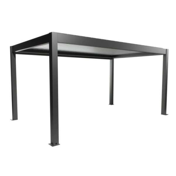 Pergola Biohort, 5x3 m, grigio scuro-argento. Copertura moderna per terrazzi con lamelle.