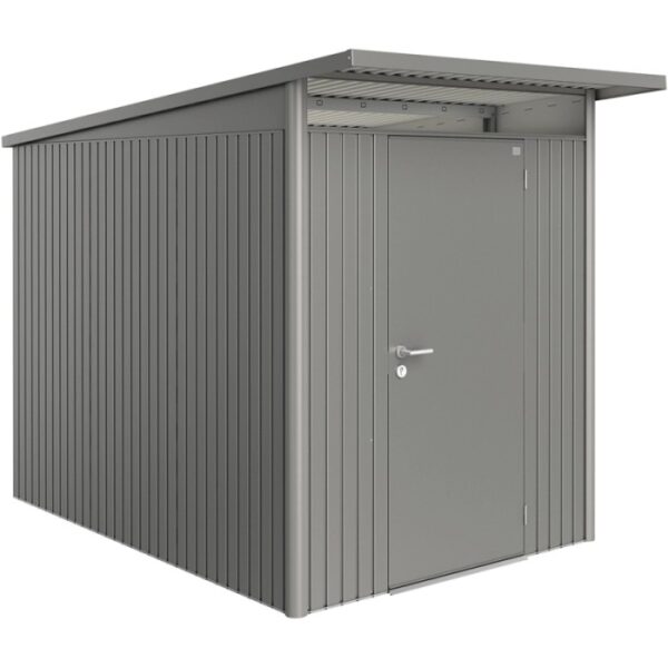 Casetta da giardino in metallo Biohort AvantGarde A3, grigio quarzo metallizzato, con porta standard.