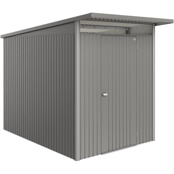 Casetta da giardino in metallo Biohort AvantGarde ECO Gr. A3 in grigio quarzo metallizzato con porta standard.