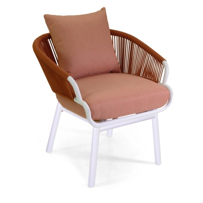 Sedia da giardino in alluminio Honolulu con cuscini corallo 62x67,5x80 cm
