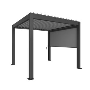 Tenda a rullo parasole Biohort per pergola, grigio scuro metallizzato, con funzione zip per un facile utilizzo.