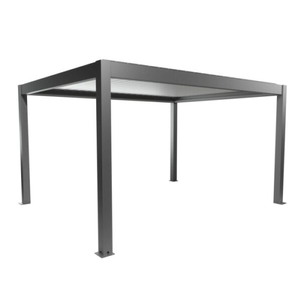 Pergola Biohort 4,5x3,5m in quarzo argento: Copertura moderna per terrazzi con lamelle.