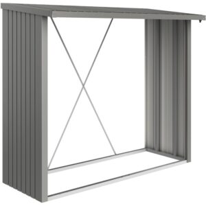 Biohort WoodStock 230 legnaia in grigio quarzo, lamiera d'acciaio, 199x229x102 cm.