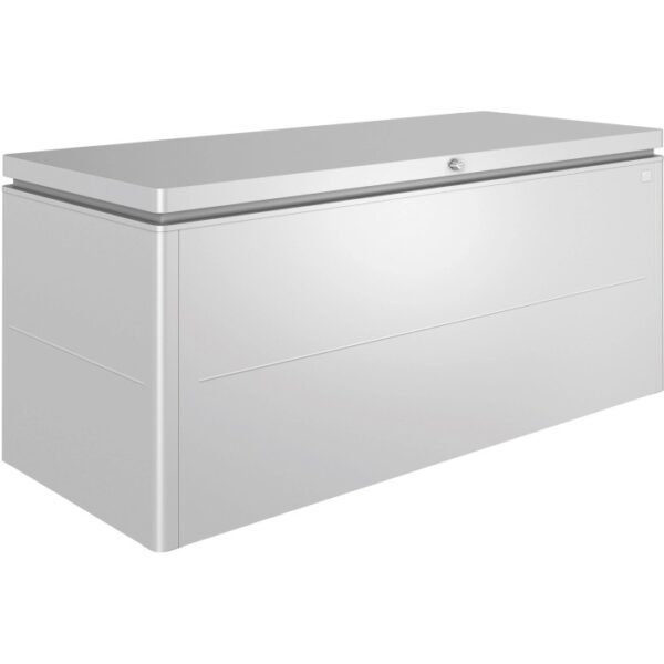 Biohort LoungeBox 200, argento metallizzato, ideale per riporre articoli da giardino e cuscini.