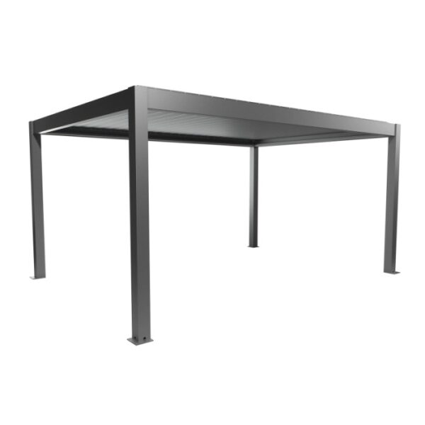 Pergola Biohort, 5x3,5 m, grigio quarzo metallizzato, copertura per patio a lamelle.