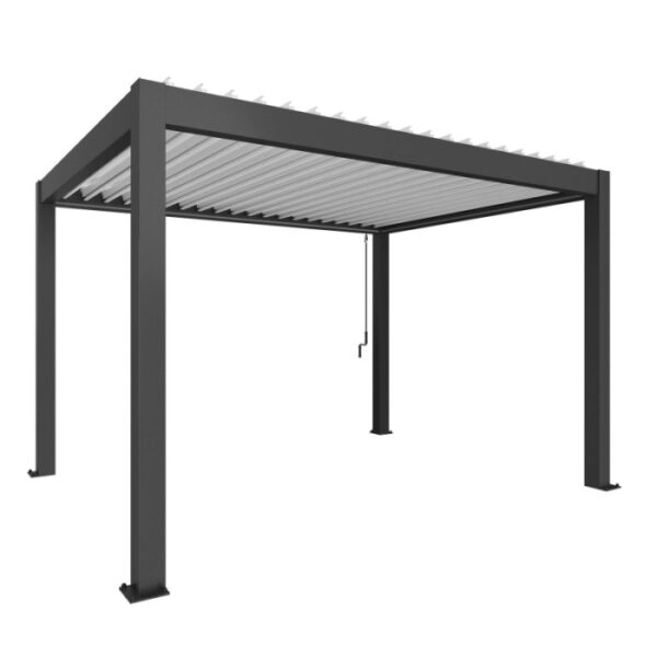 Biohort Pergola 4x3 m in Grigio Scuro-Bianco: Copertura moderna per patio con lamelle e drenaggio.