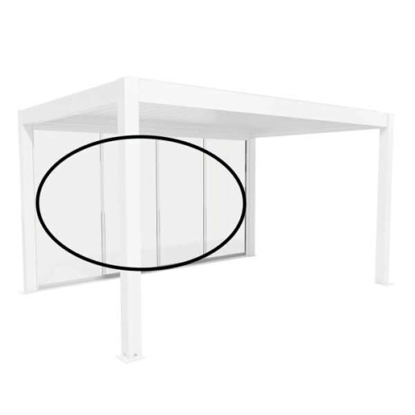 Parete scorrevole in vetro Biohort vetro trasparente, 3,5 m, bianco per coperture per terrazzi.