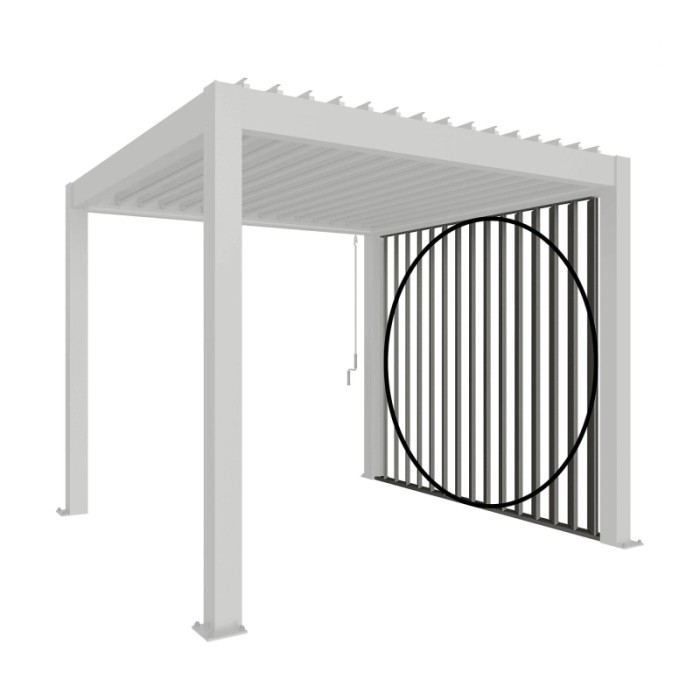 Pannello laterale a lamelle Biohort 2,5 m grigio quarzo metallizzato per copertura patio.