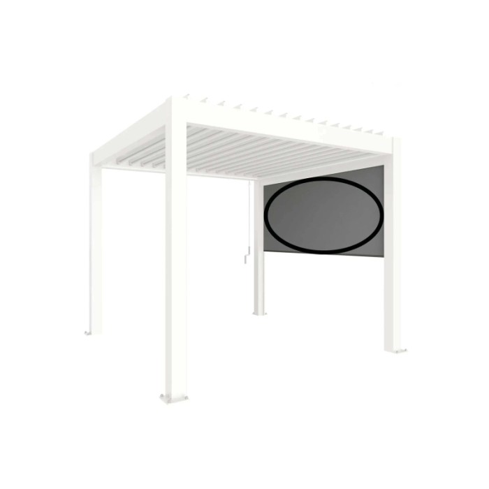 Tenda a rullo parasole elettrica Biohort bianca 3,5 m su pergola, per un'ombra senza riflessi.