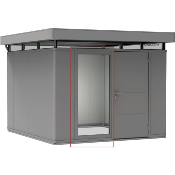 Elemento in vetro Biohort per casetta da giardino CasaNova in grigio quarzo metallizzato per più luce.