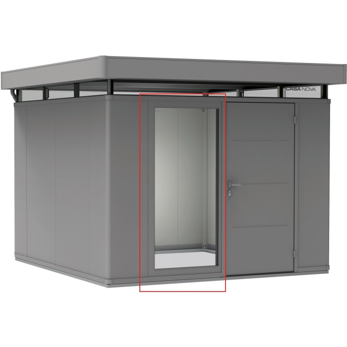 Elemento in vetro Biohort per casetta da giardino CasaNova in grigio quarzo metallizzato per più luce.