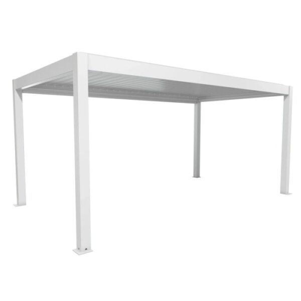 Pergola Biohort bianca 5,5 x 3 m: Copertura moderna per terrazzi con lamelle.