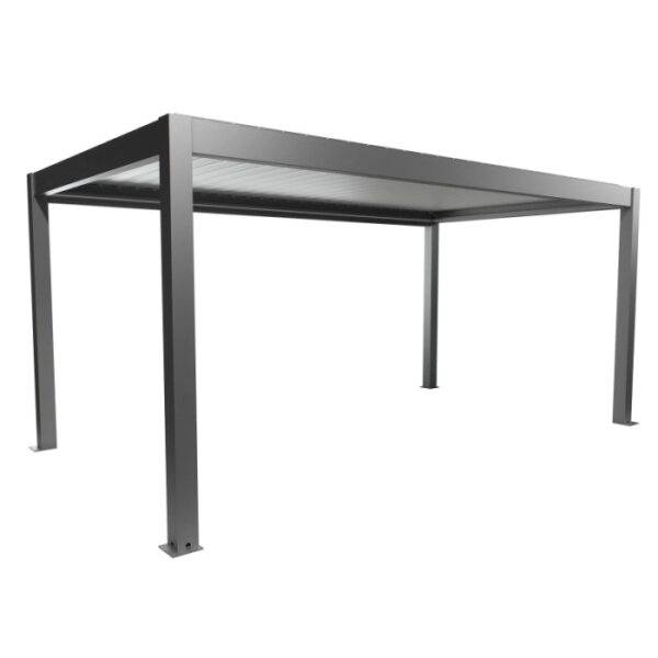 Pergola Biohort, 5,5 x 3 m, grigio quarzo metallizzato/argento metallizzato, copertura per terrazzi a lamelle.