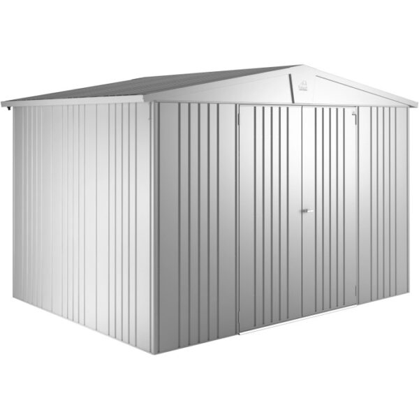 Casetta da giardino in metallo Biohort Europa, 6,8 m², argento metallizzato, con doppia porta. Casette da giardino per esterni.