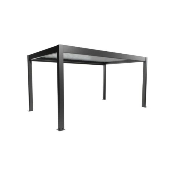 Pergola Biohort, 5x3 m, grigio scuro e bianco. Copertura moderna per patio con lamelle.