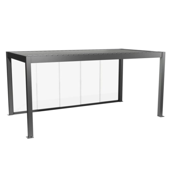 Parete scorrevole in vetro Biohort, vetro trasparente, 5,5 m, grigio quarzo metallizzato, per coperture per patio.