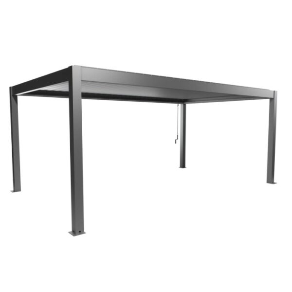 Biohort Pergola 6x3,5m in grigio quarzo metallizzato: Copertura moderna per patio con lamelle.