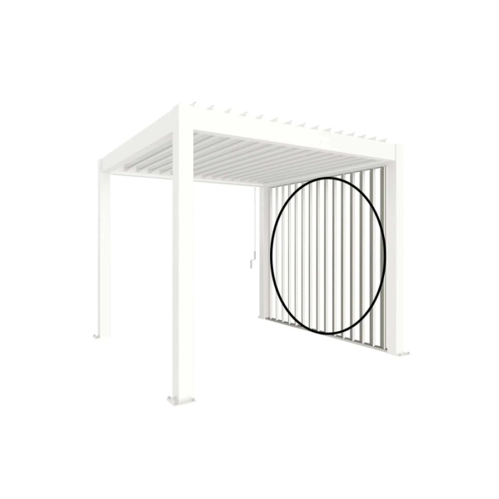 Pannello laterale a lamelle Biohort 2,5 m bianco per pergola, con finitura per protezione da vento e intemperie.
