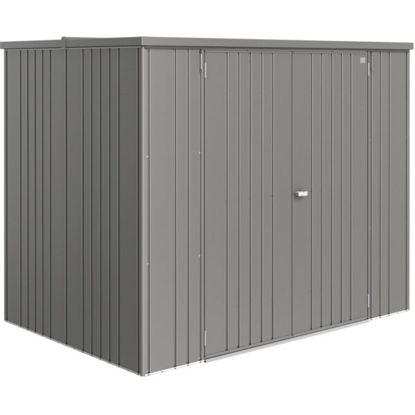 Armadio da giardino Biohort Large, grigio quarzo metallizzato, 177x222x150cm. Ripostiglio per attrezzi e mobili da giardino.