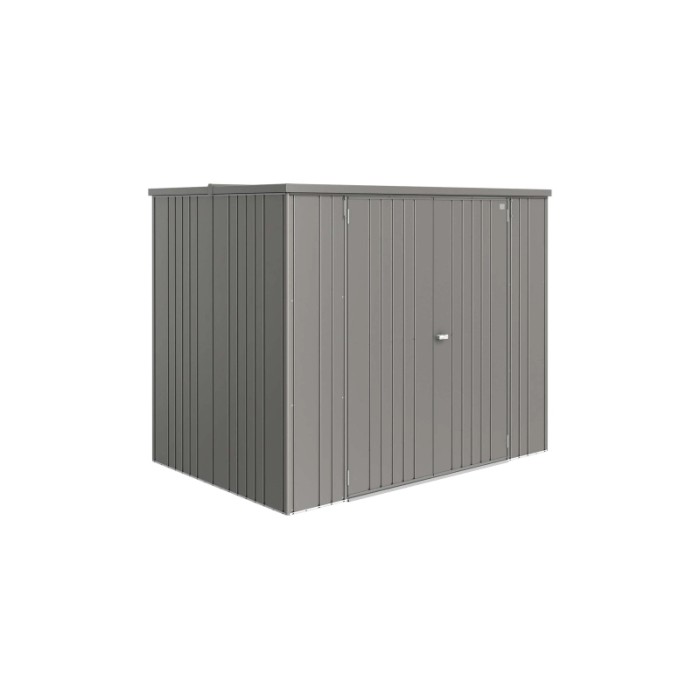 Armadio per attrezzi Biohort Large, 177x222x150 cm, grigio quarzo metallizzato. Armadio da giardino chiudibile a chiave e resistente alla pioggia.