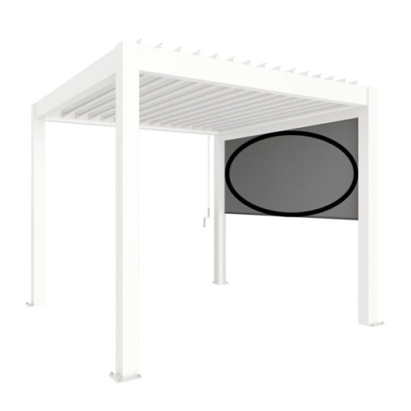 Tenda a rullo parasole elettrica Biohort 3 m bianca su tettoia per patio.