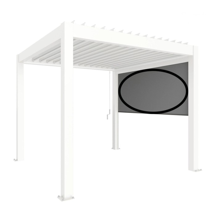 Tenda a rullo parasole elettrica Biohort 3 m bianca su tettoia per patio.